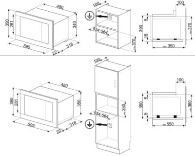 SMEG FMI120B3 magnetron, technische tekening