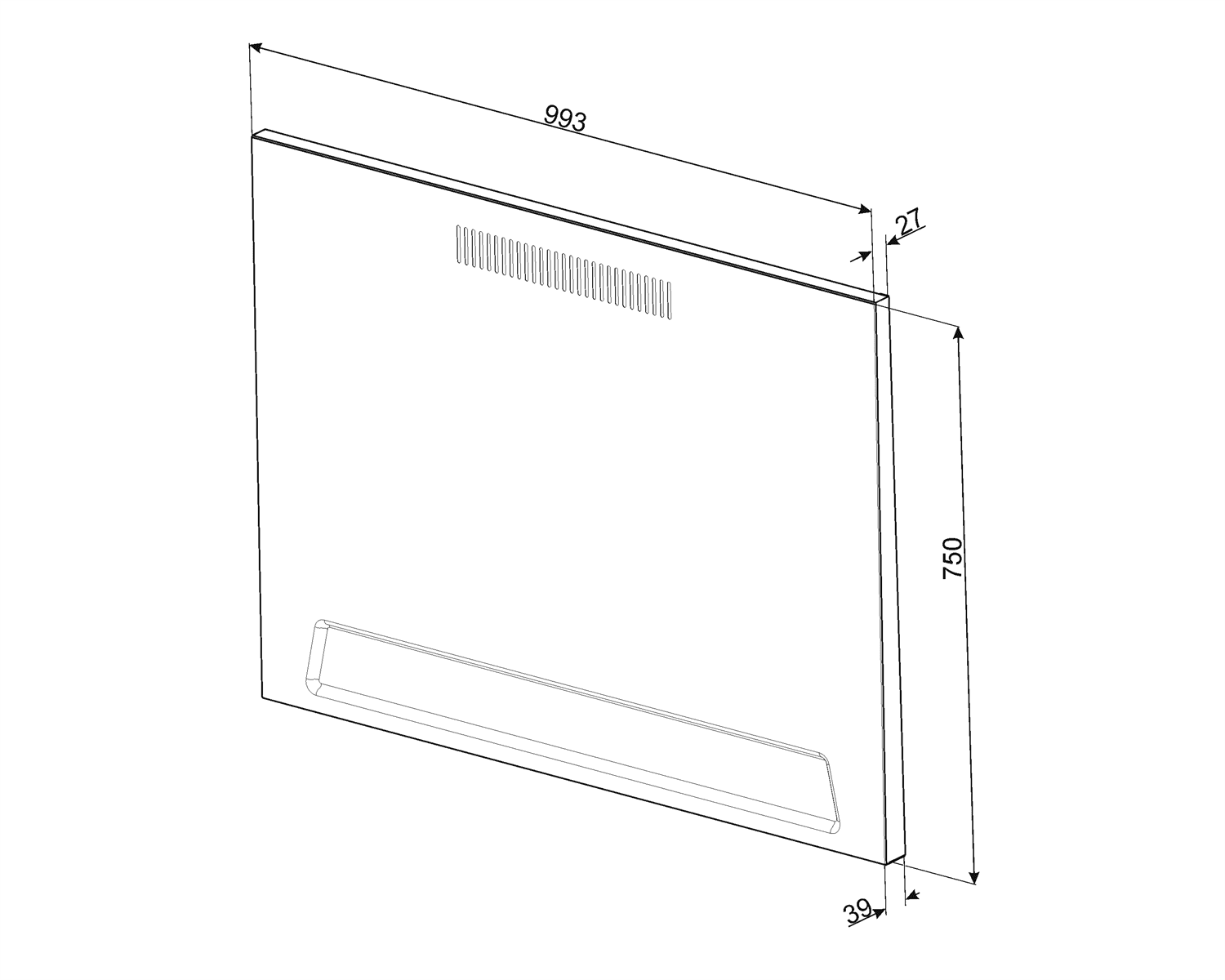 SMEG KIT1TR103 achterwand, technische tekening