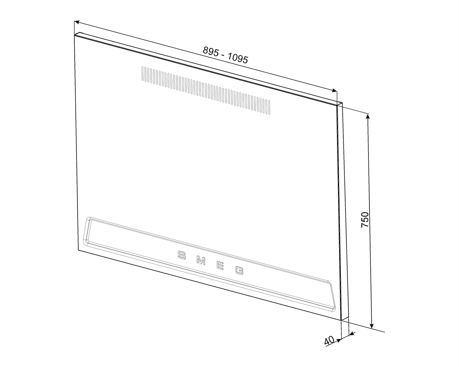 SMEG KIT1TR41N achterwand, technische tekening