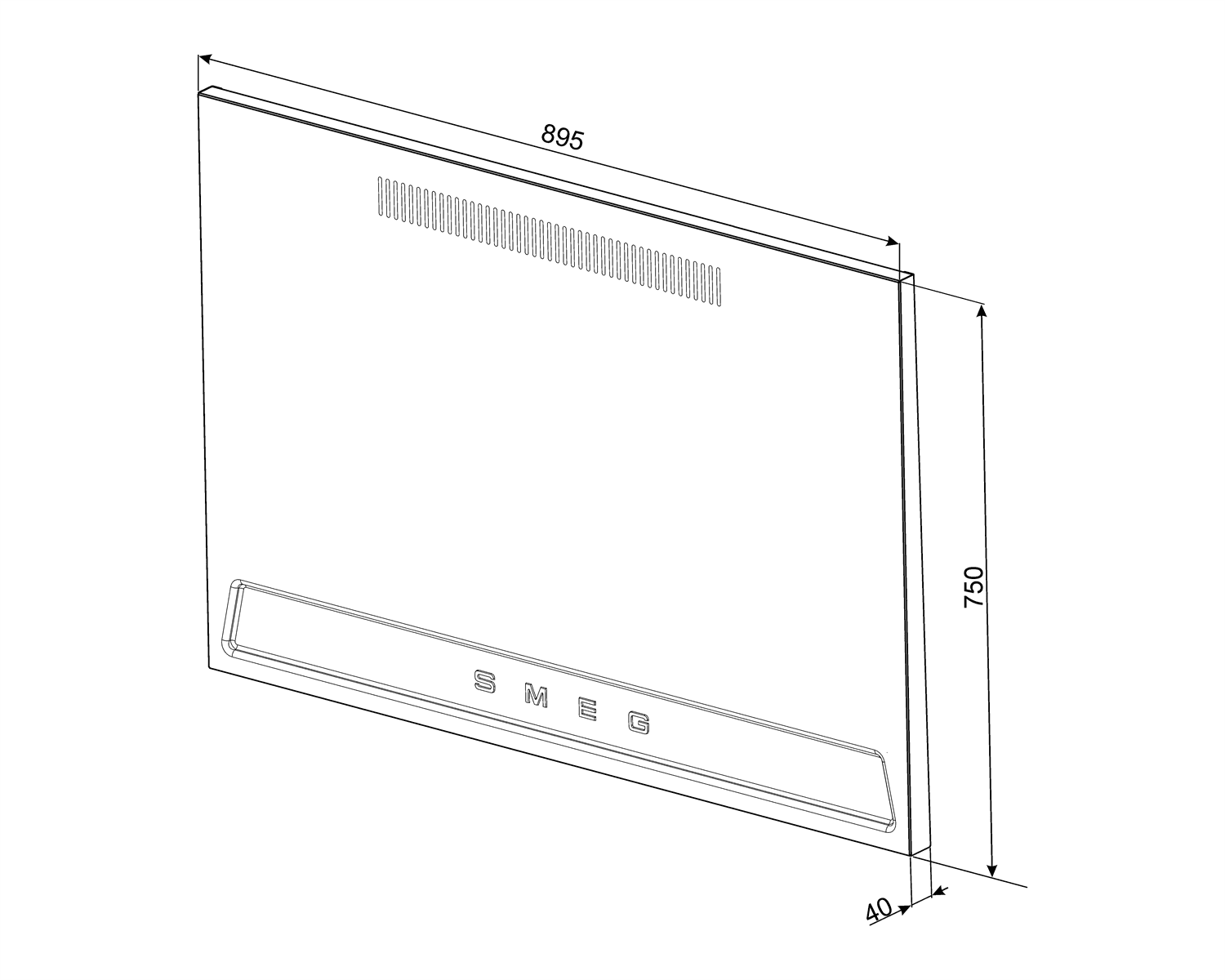 SMEG KIT1TR9N achterwand, technische tekening