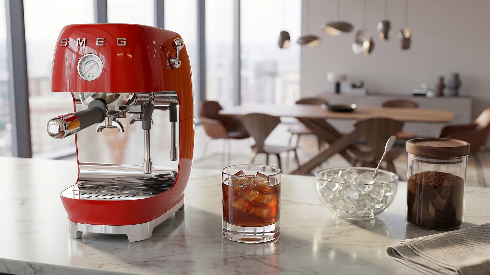 SMEG ECF03RDEU espressomachine, Rood (afbeelding 2 van 6)