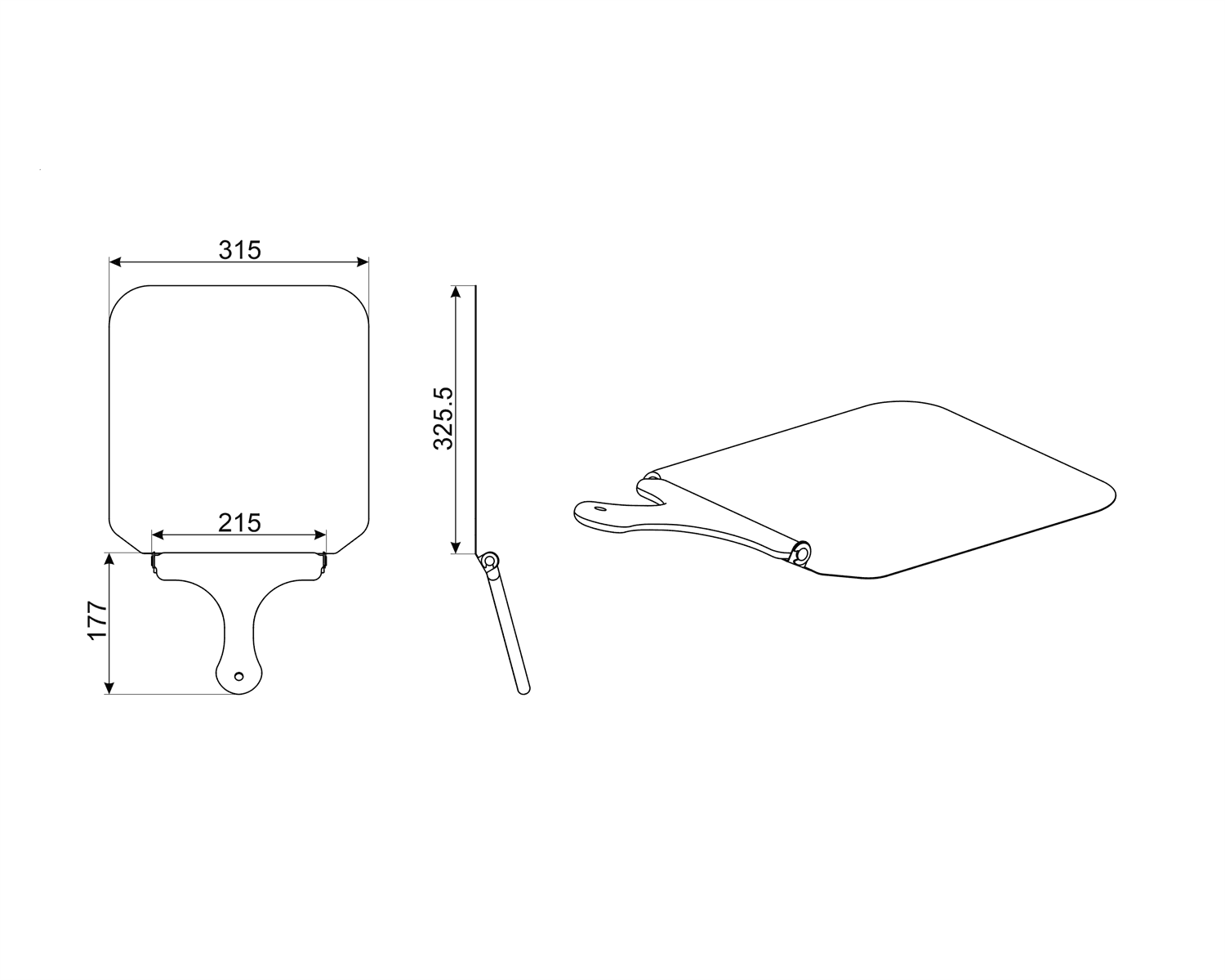 SMEG PALPZ pizzaschep, technische tekening