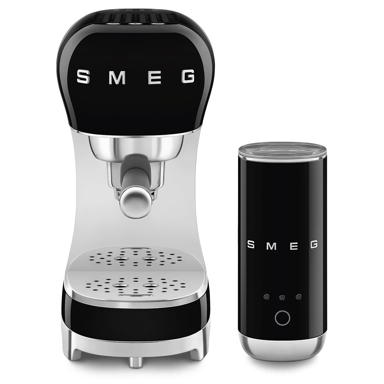 SMEG ECF12BLEU espressomachine en melkschuimer zwart