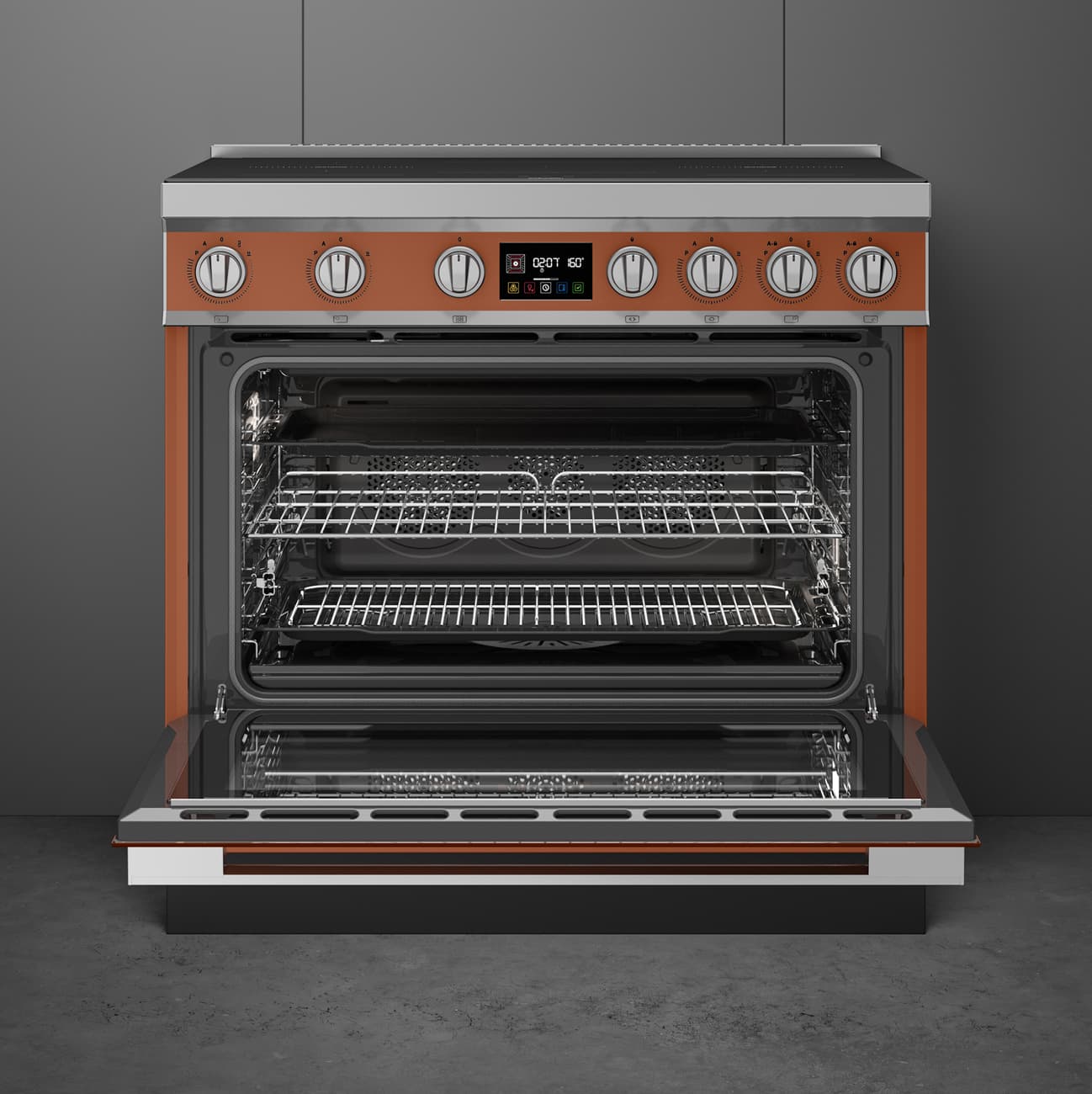 SMEG CPF90I1PAC2 fornuis, Amber Clay (afbeelding 5 van 10)
