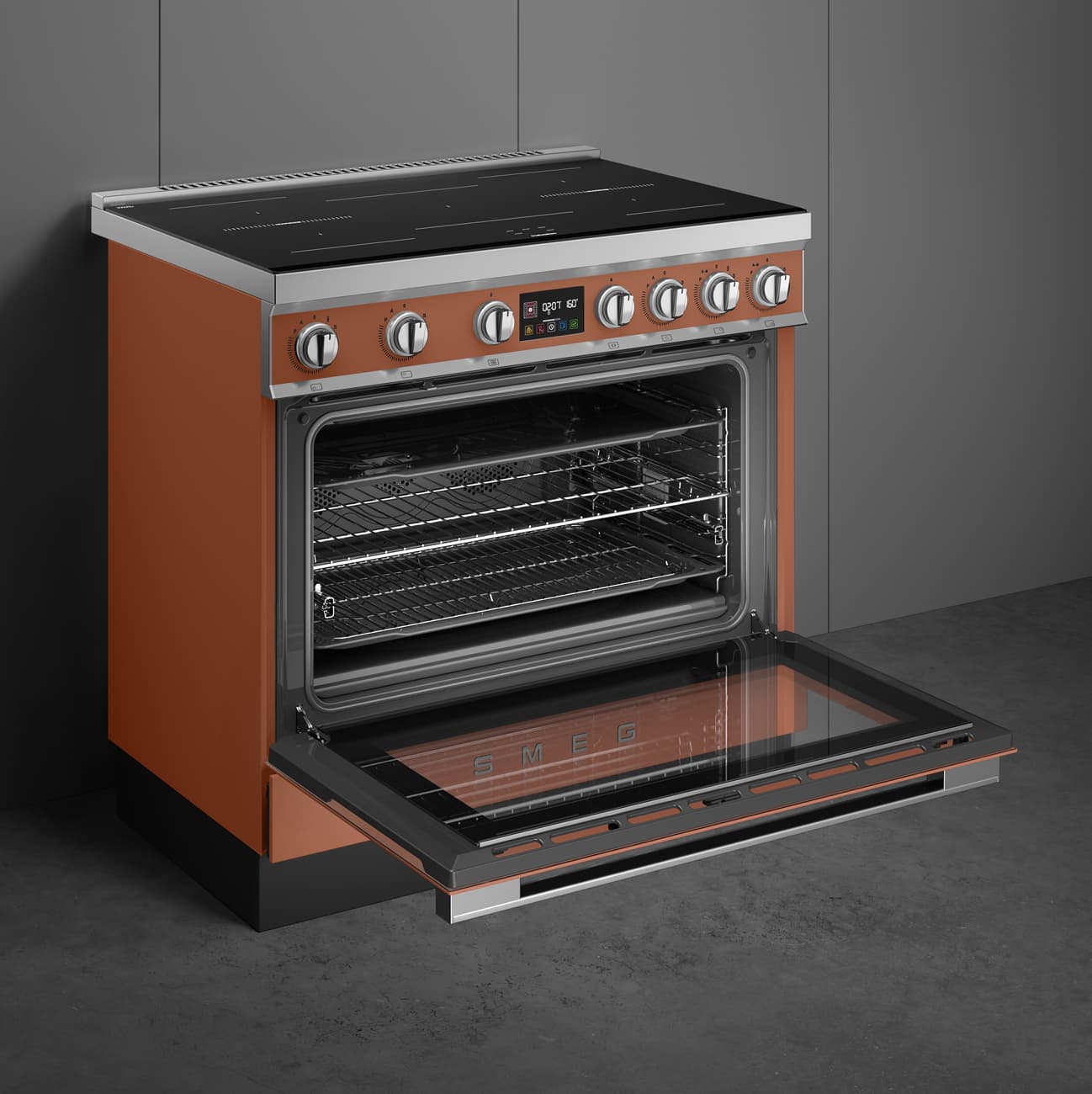 SMEG CPF90I1PAC2 fornuis, Amber Clay (afbeelding 6 van 10)