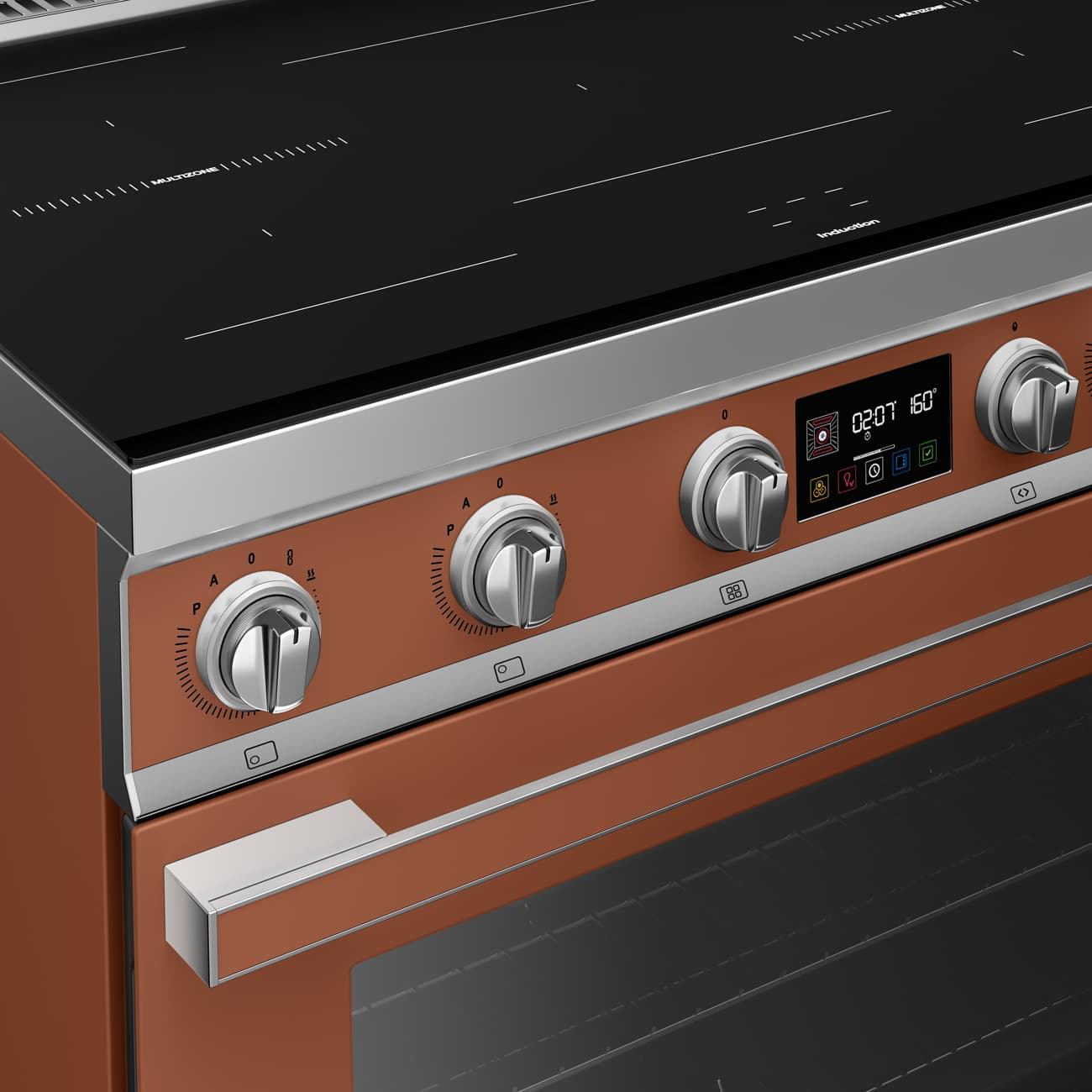 SMEG CPF90I1PAC2 fornuis, Amber Clay (afbeelding 8 van 10)