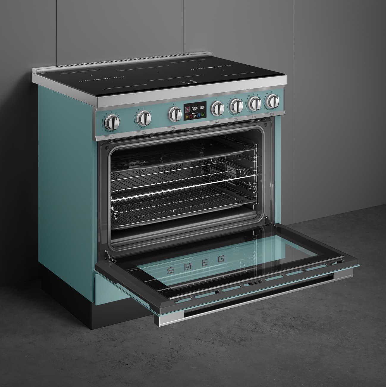 SMEG CPF90I1PEG2 fornuis, Emerald green (afbeelding 5 van 9)