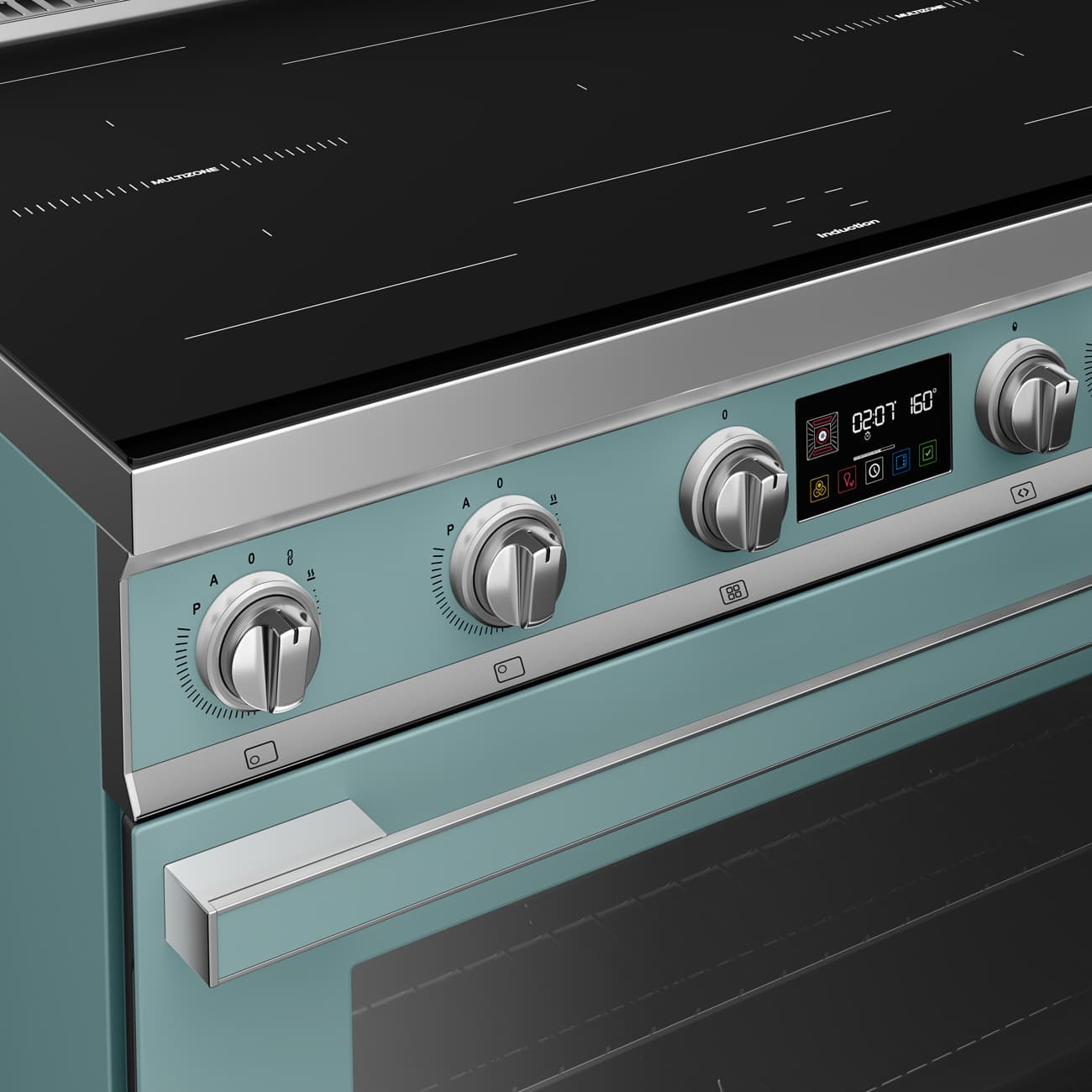 SMEG CPF90I1PEG2 fornuis, Emerald green (afbeelding 7 van 9)