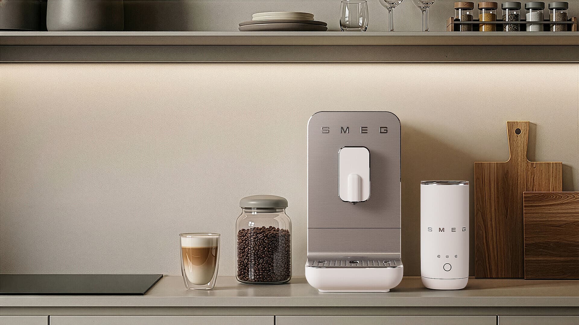 SMEG MFF02WHMEU melkopschuimer, Mat wit (afbeelding 2 van 7)