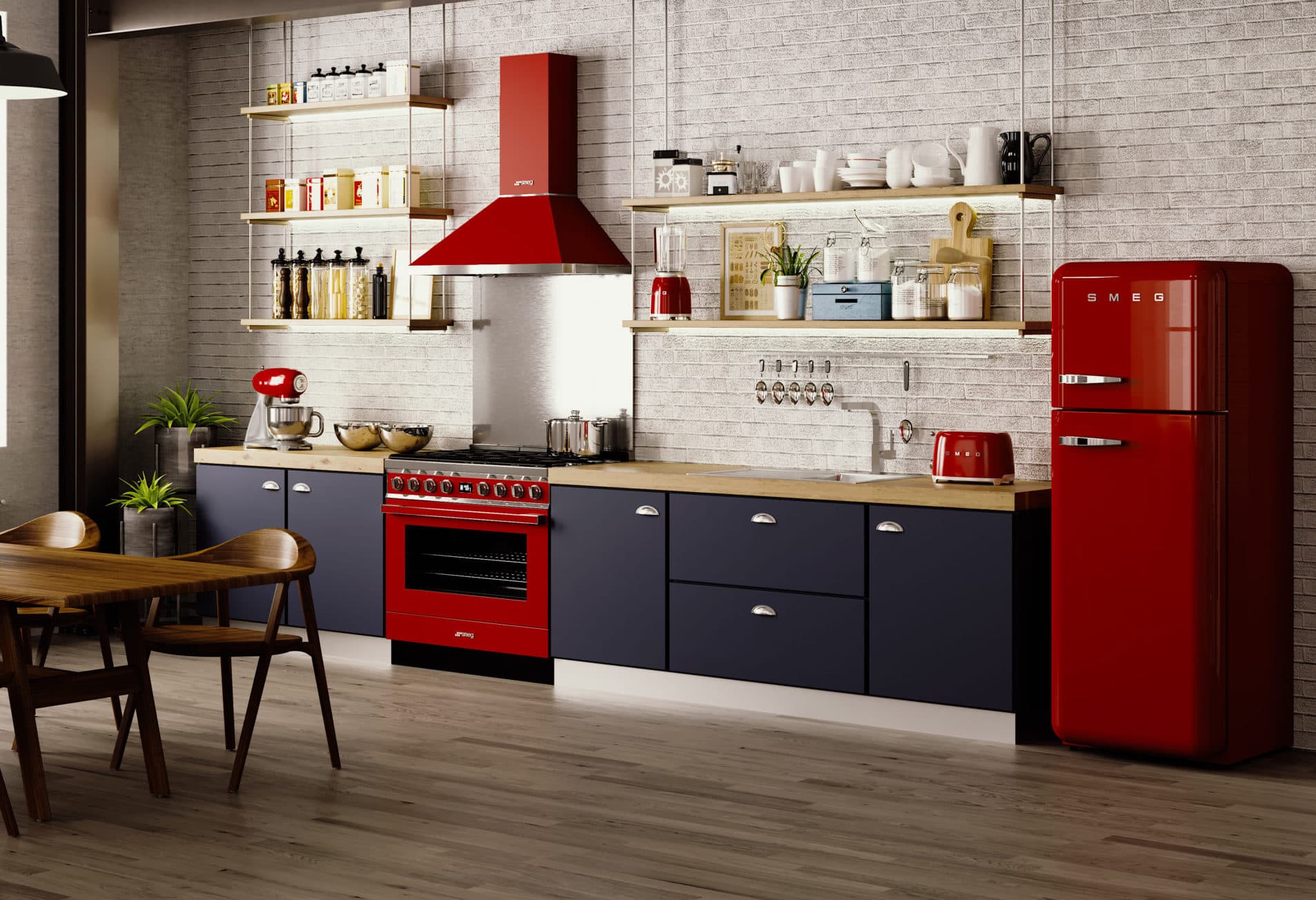 SMEG KPF9RD wand afzuigkap, Rood (afbeelding 3 van 5)