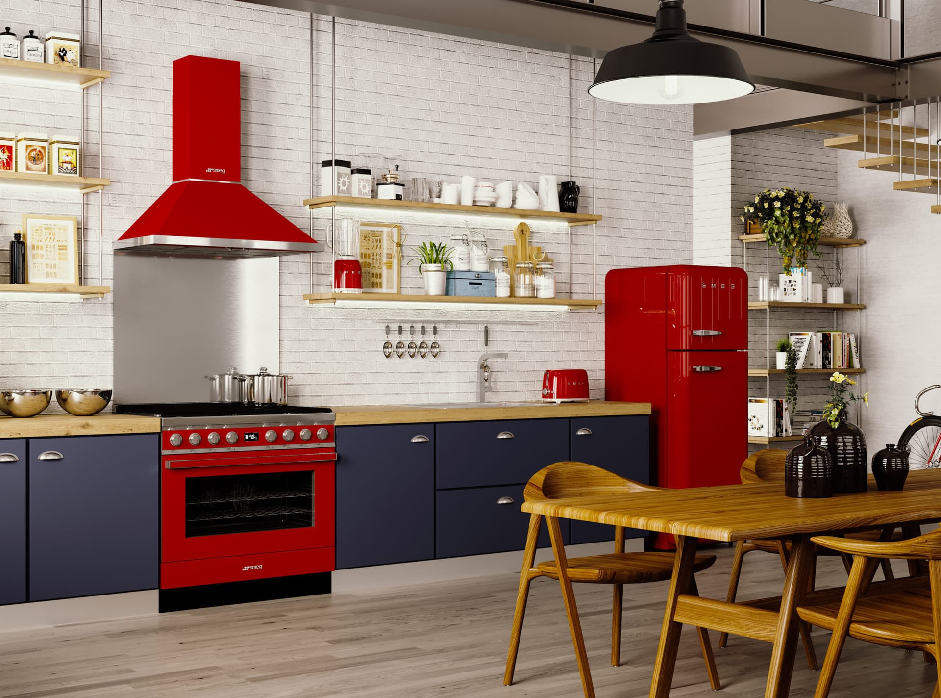 SMEG CPF9IPR fornuis, Rood (afbeelding 2 van 4)