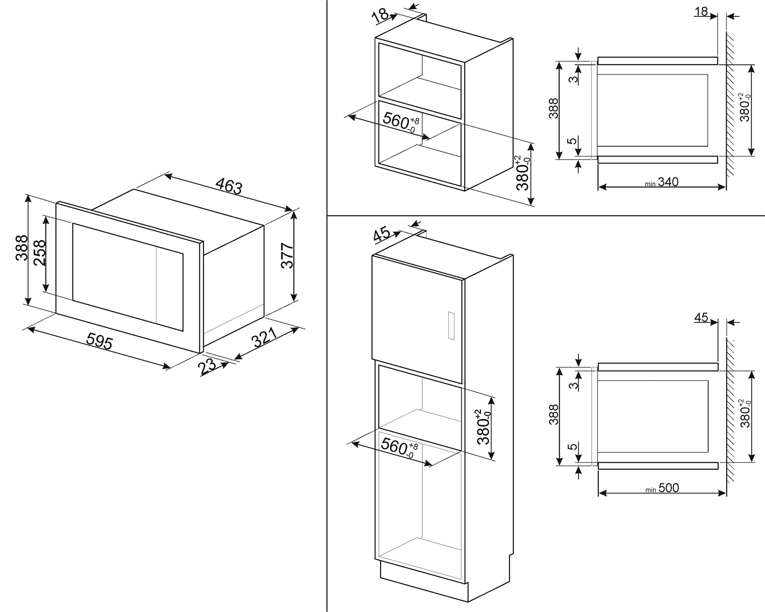 SMEG FMI020X magnetron, technische tekening
