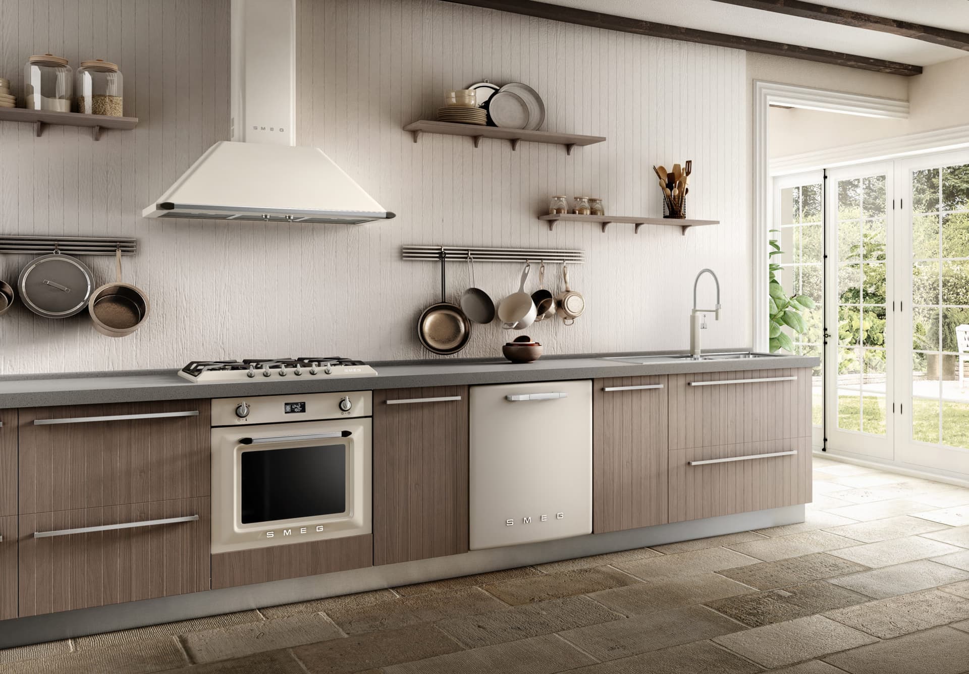 SMEG KT100PE wand afzuigkap, Creme (afbeelding 2 van 4)
