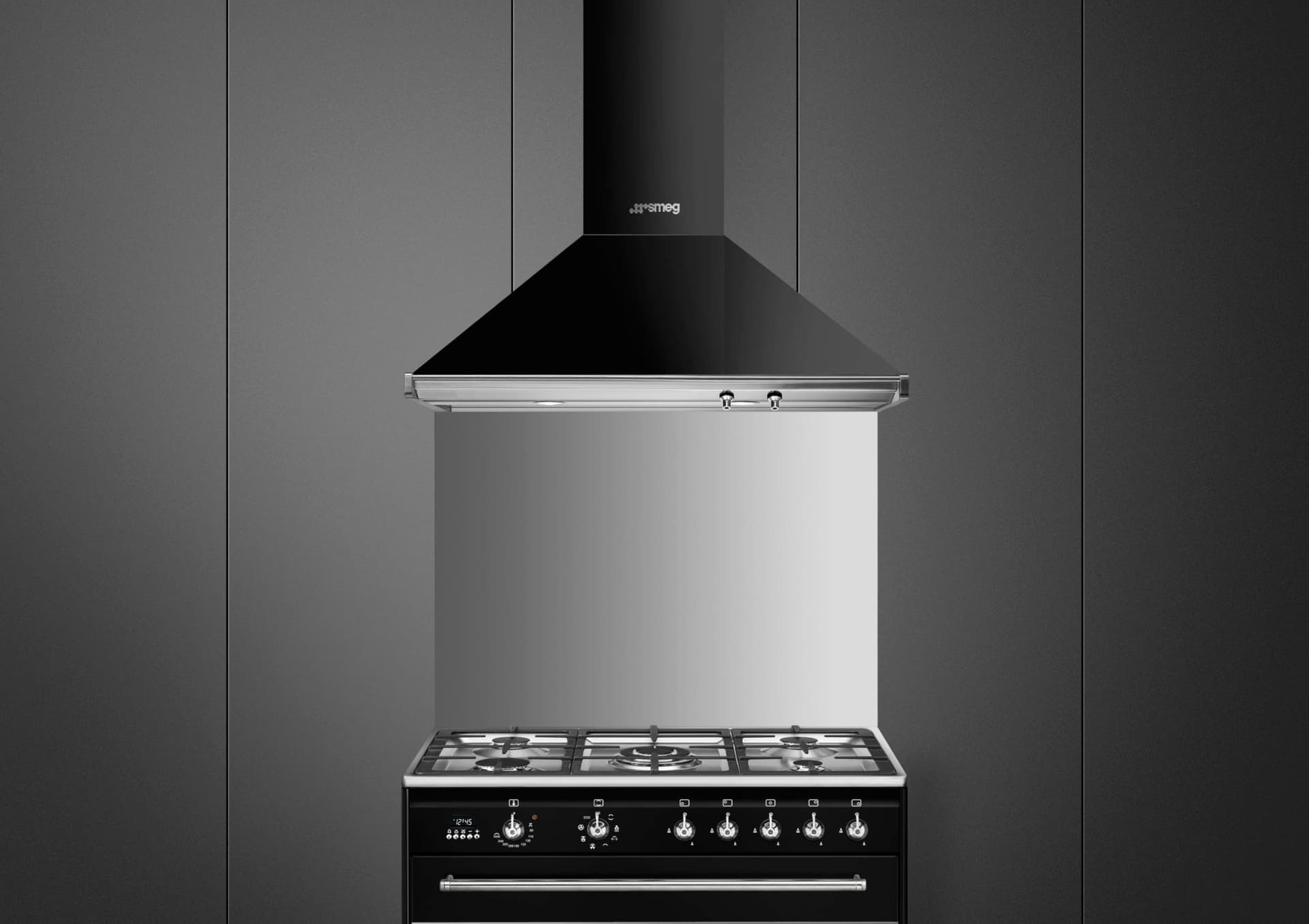 SMEG KD90HNE wand afzuigkap, Zwart (afbeelding 2 van 4)