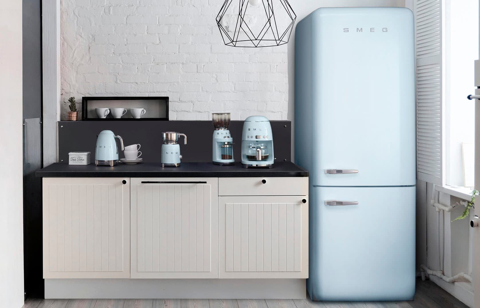 SMEG FAB32RWHM6 retro koelkast, Mat wit (afbeelding 6 van 7)