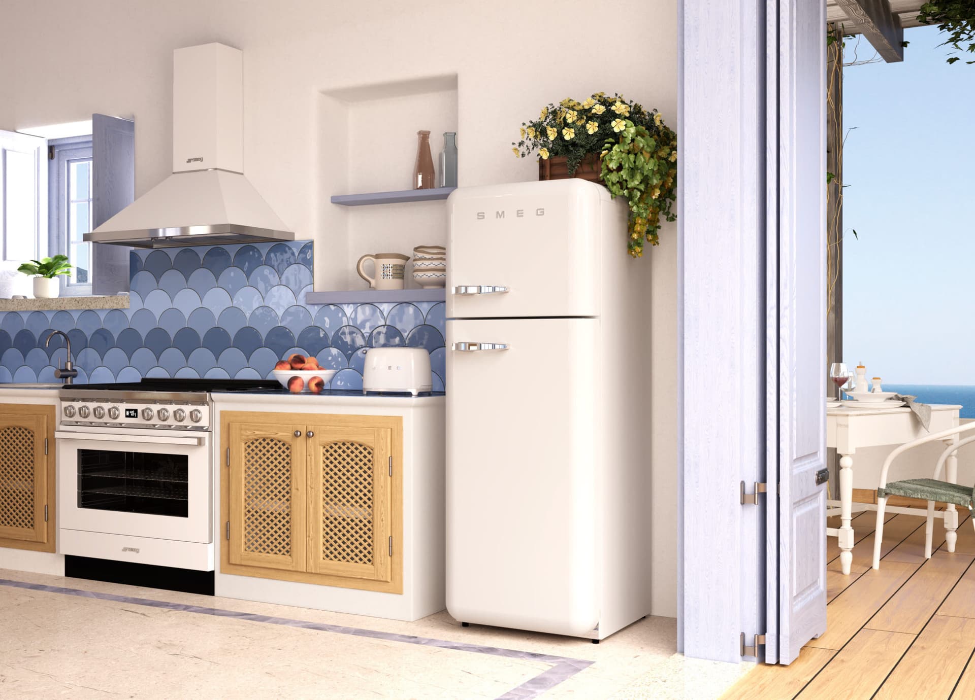 SMEG FAB30LPB6 retro koelkast, Pastelblauw (afbeelding 4 van 6)