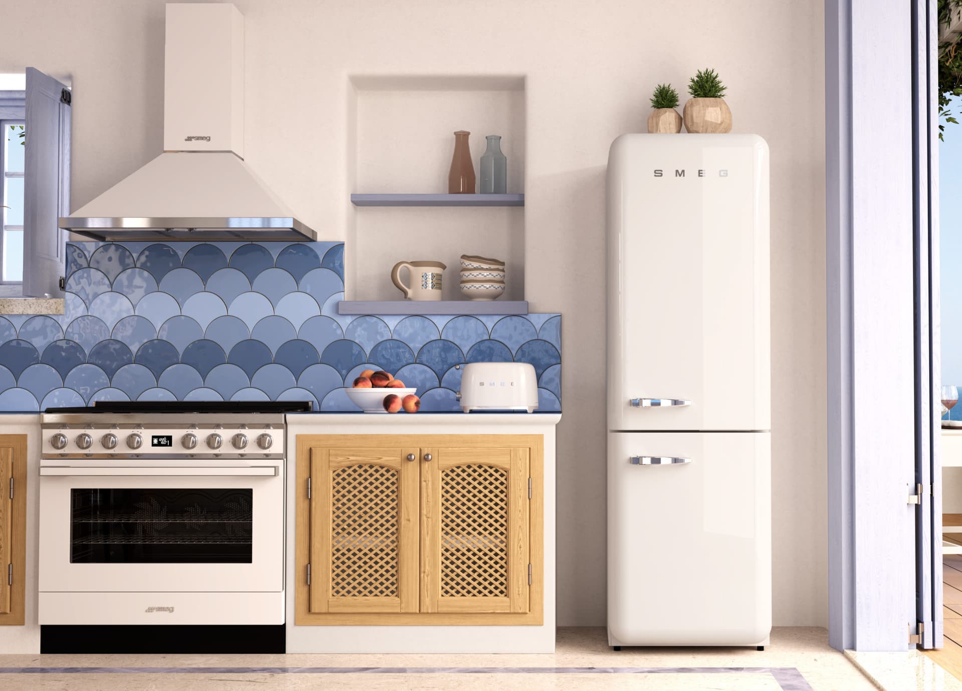 SMEG FAB32RWHM6 retro koelkast, Mat wit (afbeelding 3 van 7)