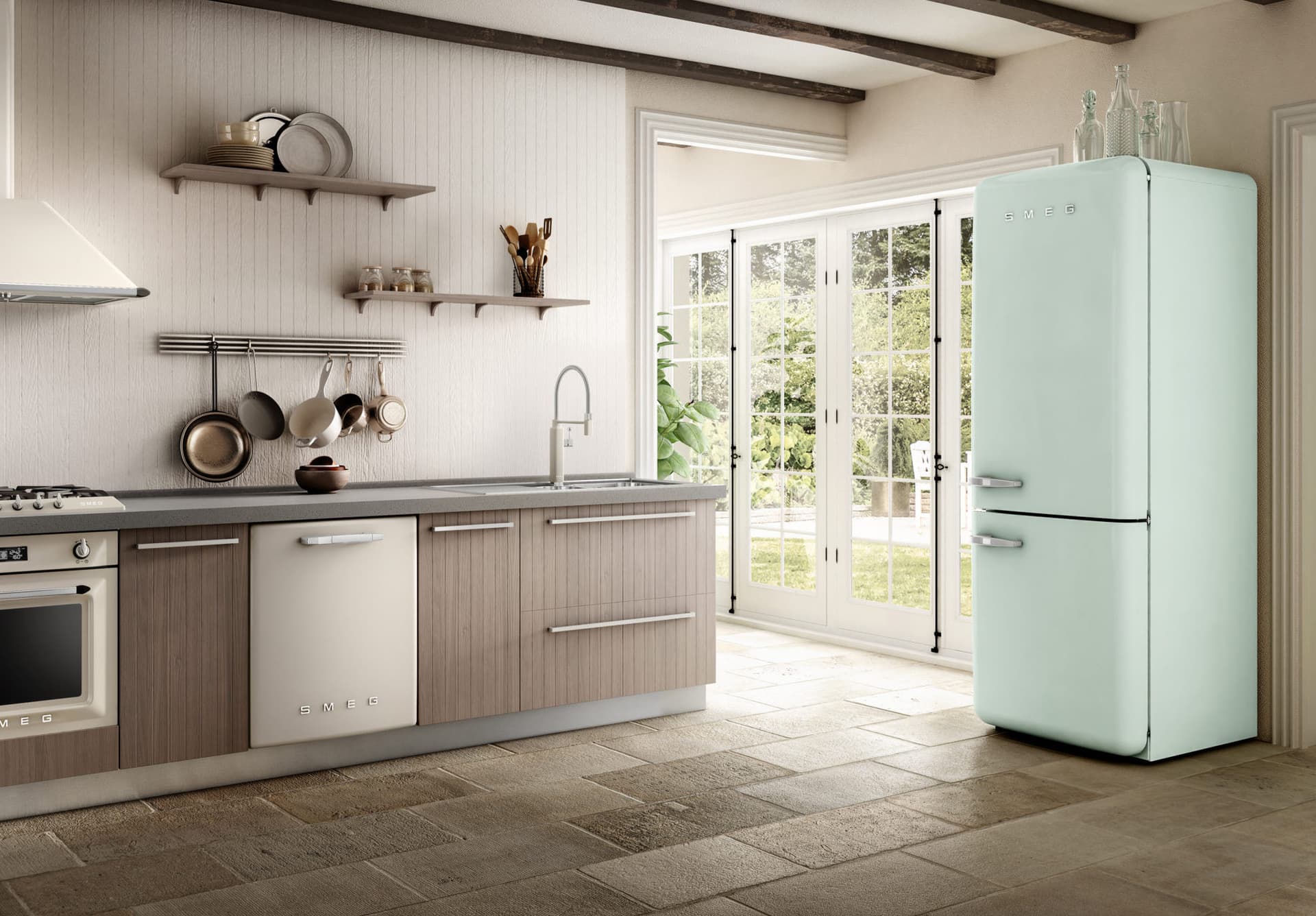 SMEG FAB38RRD6 retro koelkast, Rood (afbeelding 5 van 6)