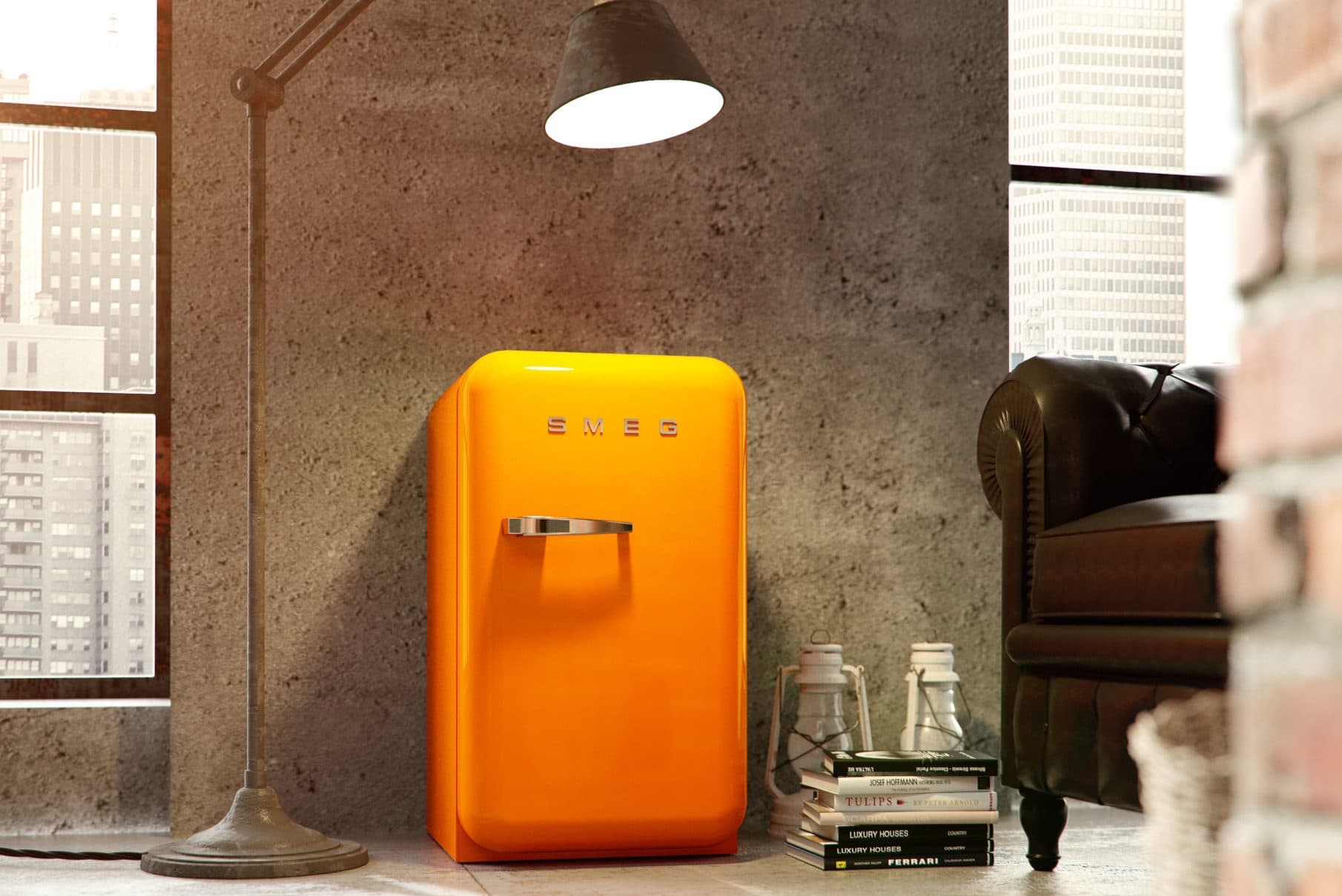 SMEG FAB5LRD6 retro koelkast, Rood (afbeelding 3 van 5)