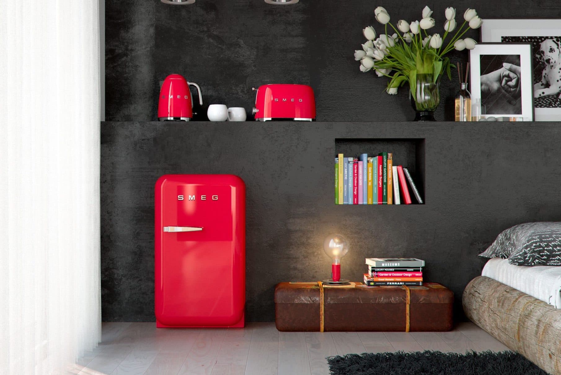 SMEG FAB5LRD6 retro koelkast, Rood (afbeelding 2 van 5)