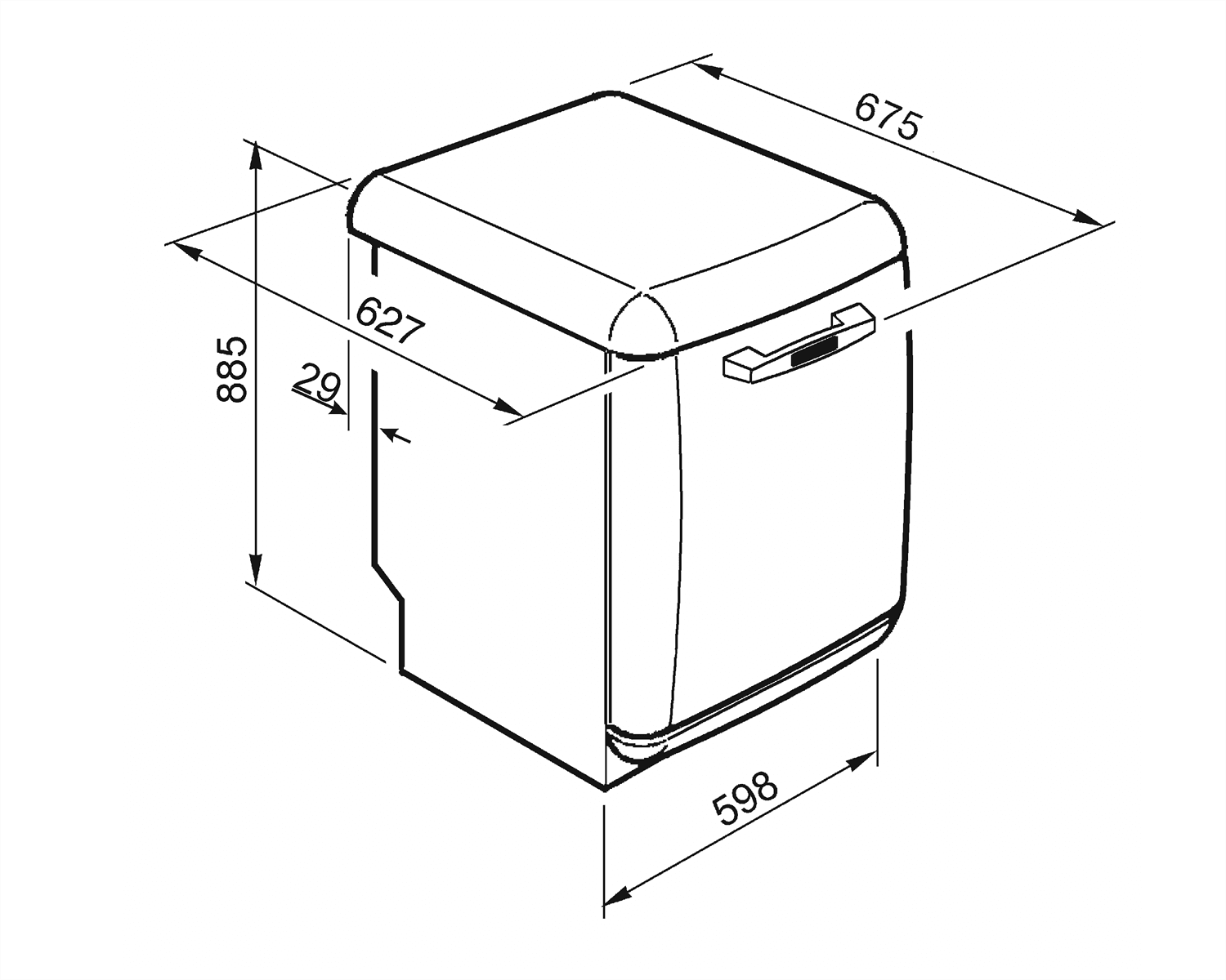 SMEG LVFABCR3 vaatwasser, technische tekening