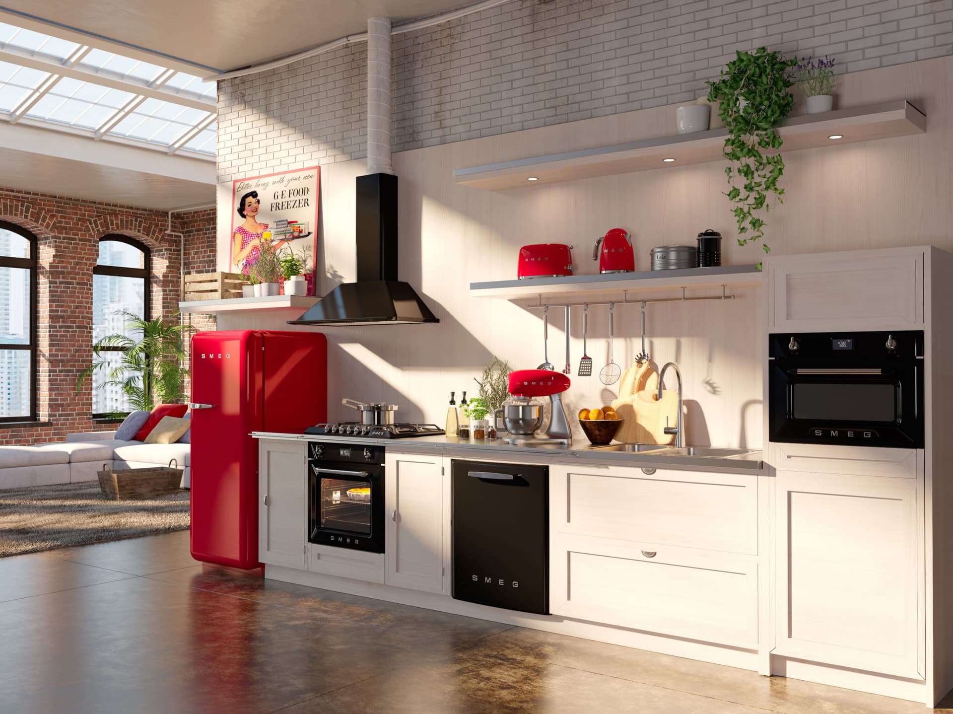 SMEG FAB28LRD6 retro koelkast, Rood (afbeelding 2 van 6)