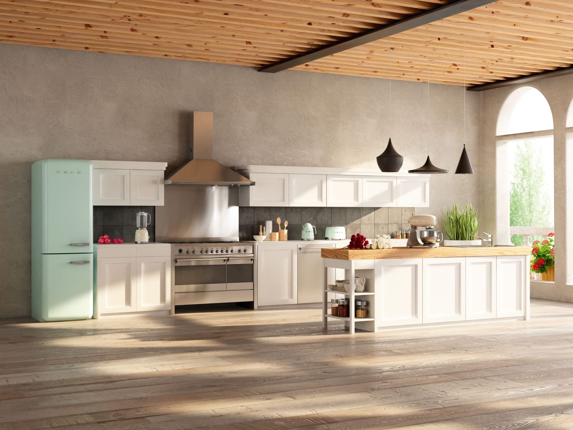 SMEG FAB32LRD6 retro koelkast, Rood (afbeelding 4 van 6)