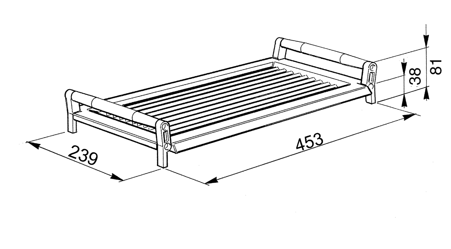 SMEG BB3679 grillplaat, technische tekening
