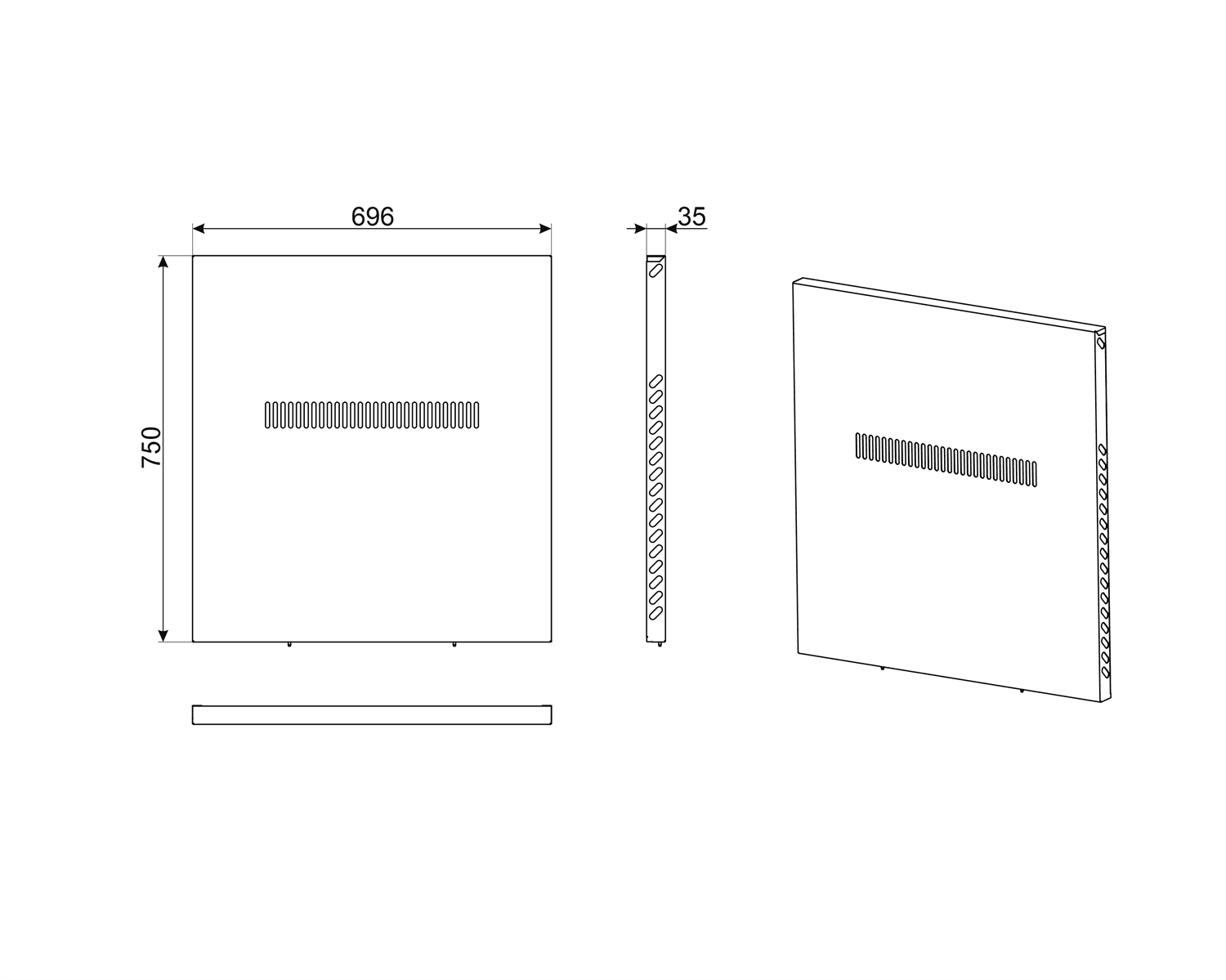 SMEG KITC7X achterwand, technische tekening