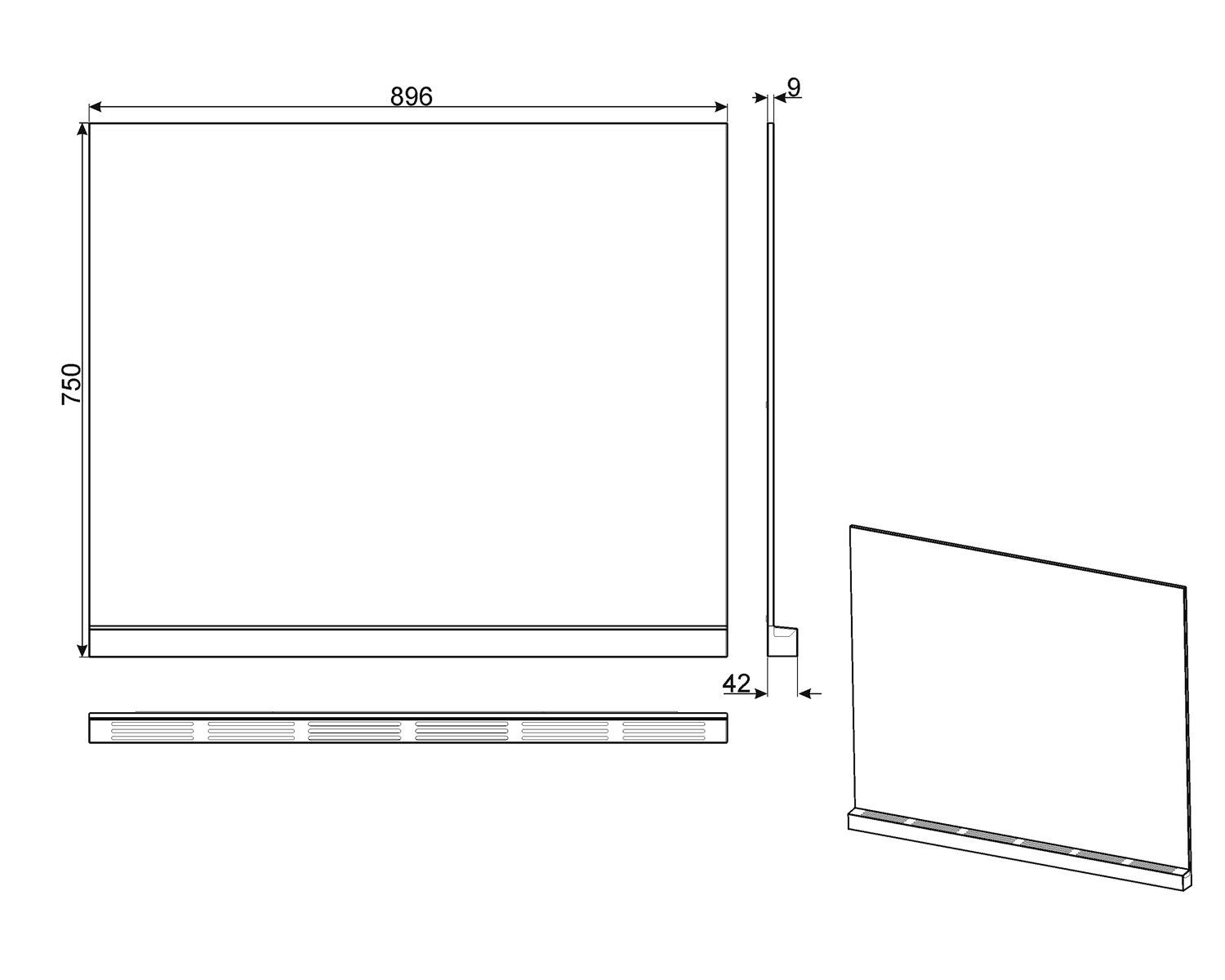 SMEG KITC9X9-1 achterwand, technische tekening
