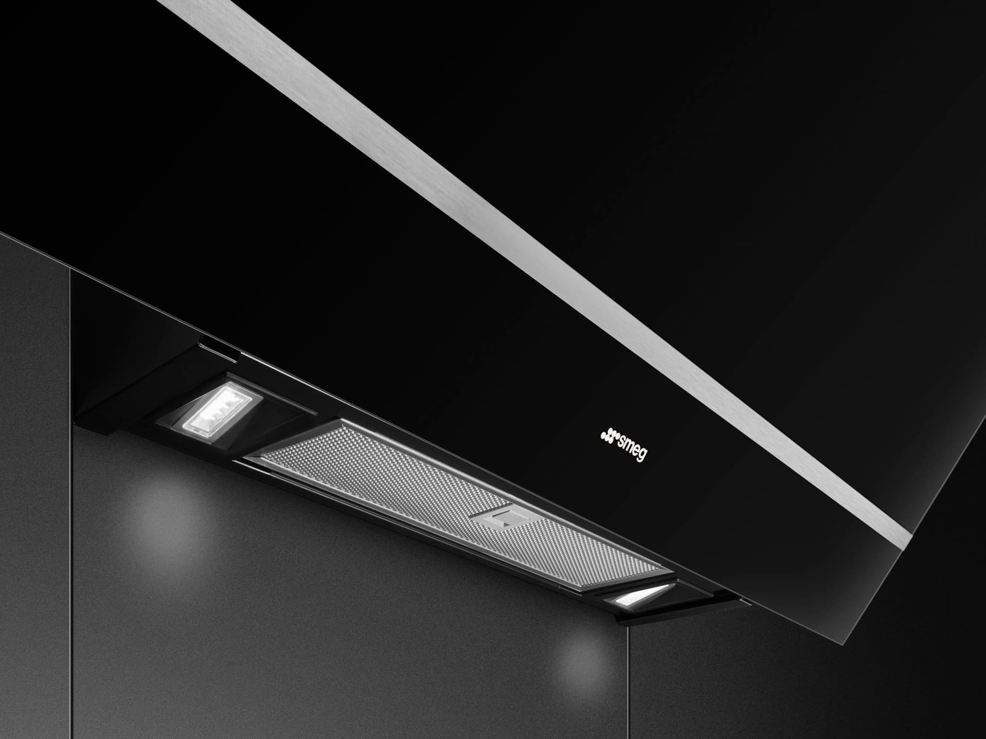SMEG KV28N wand afzuigkap, Zwart (afbeelding 4 van 5)