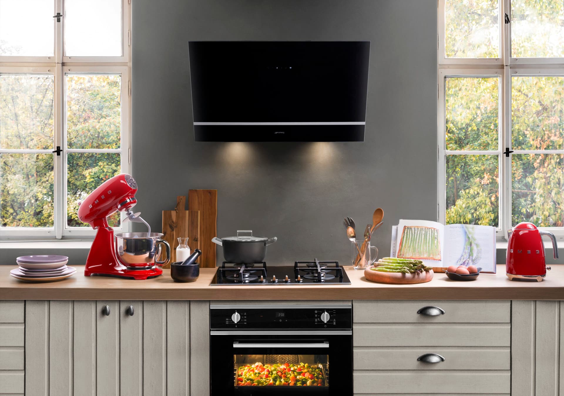 SMEG KV28N wand afzuigkap, Zwart (afbeelding 2 van 5)