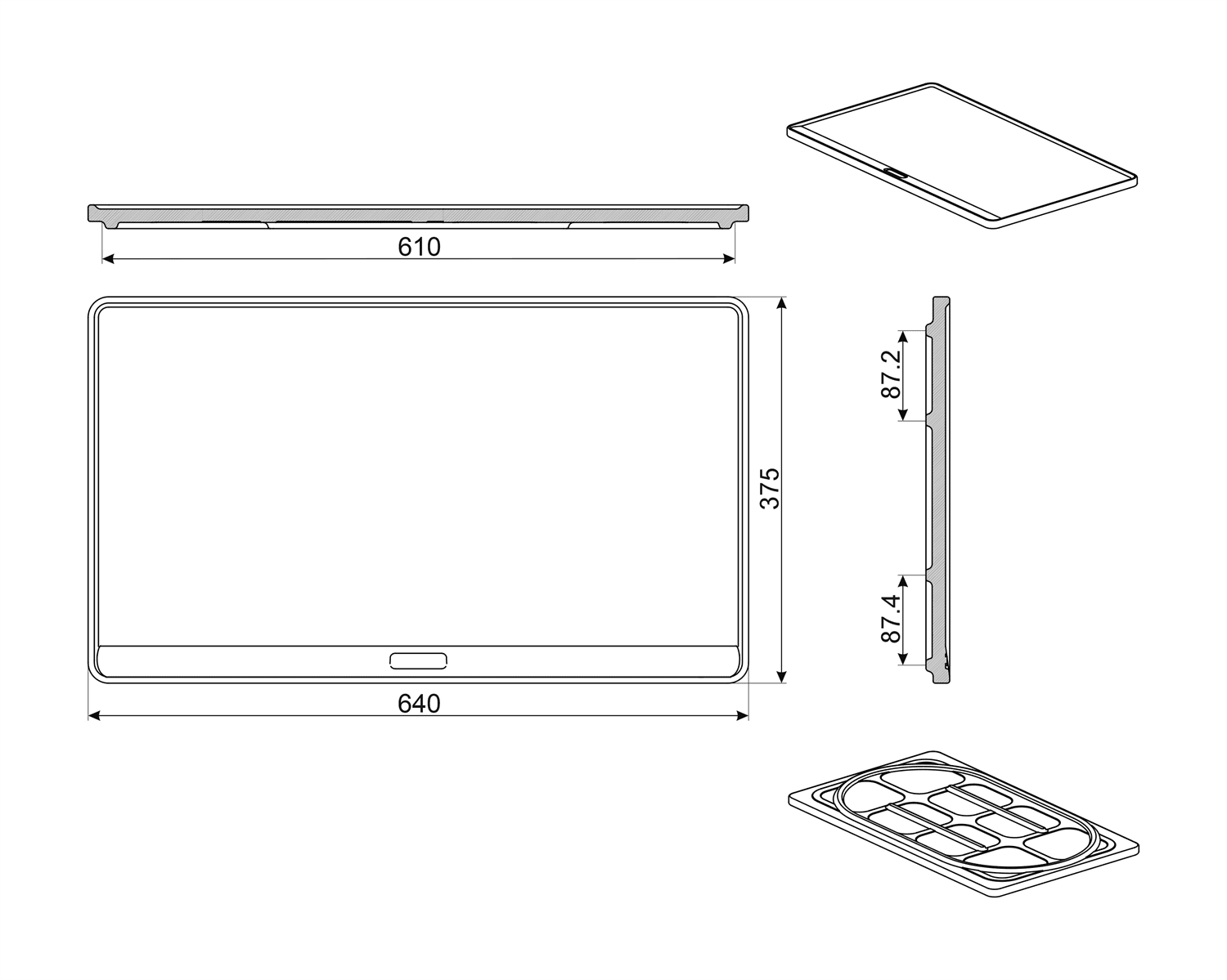 SMEG STONE9 universele pizzasteen, technische tekening