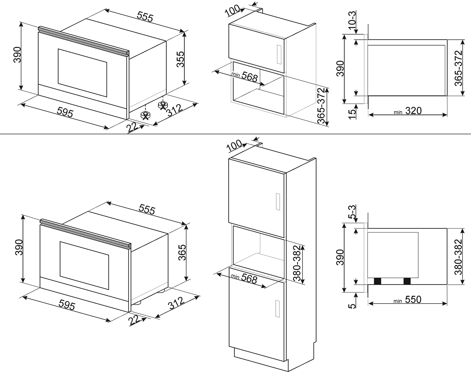 SMEG MP122B3 magnetron, technische tekening