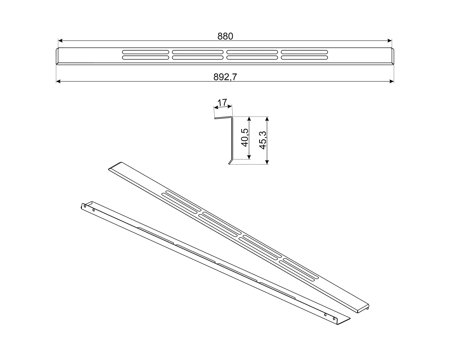 SMEG KIT600CPF9P afwerkstrip, technische tekening