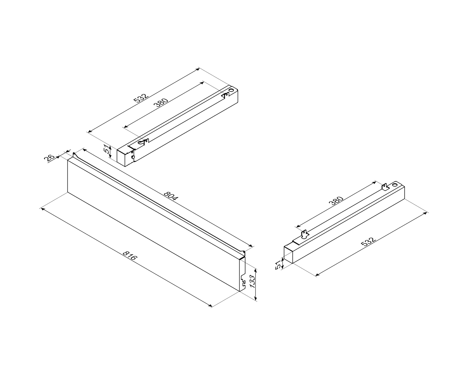 SMEG KIT95B95X verhogingsset, technische tekening