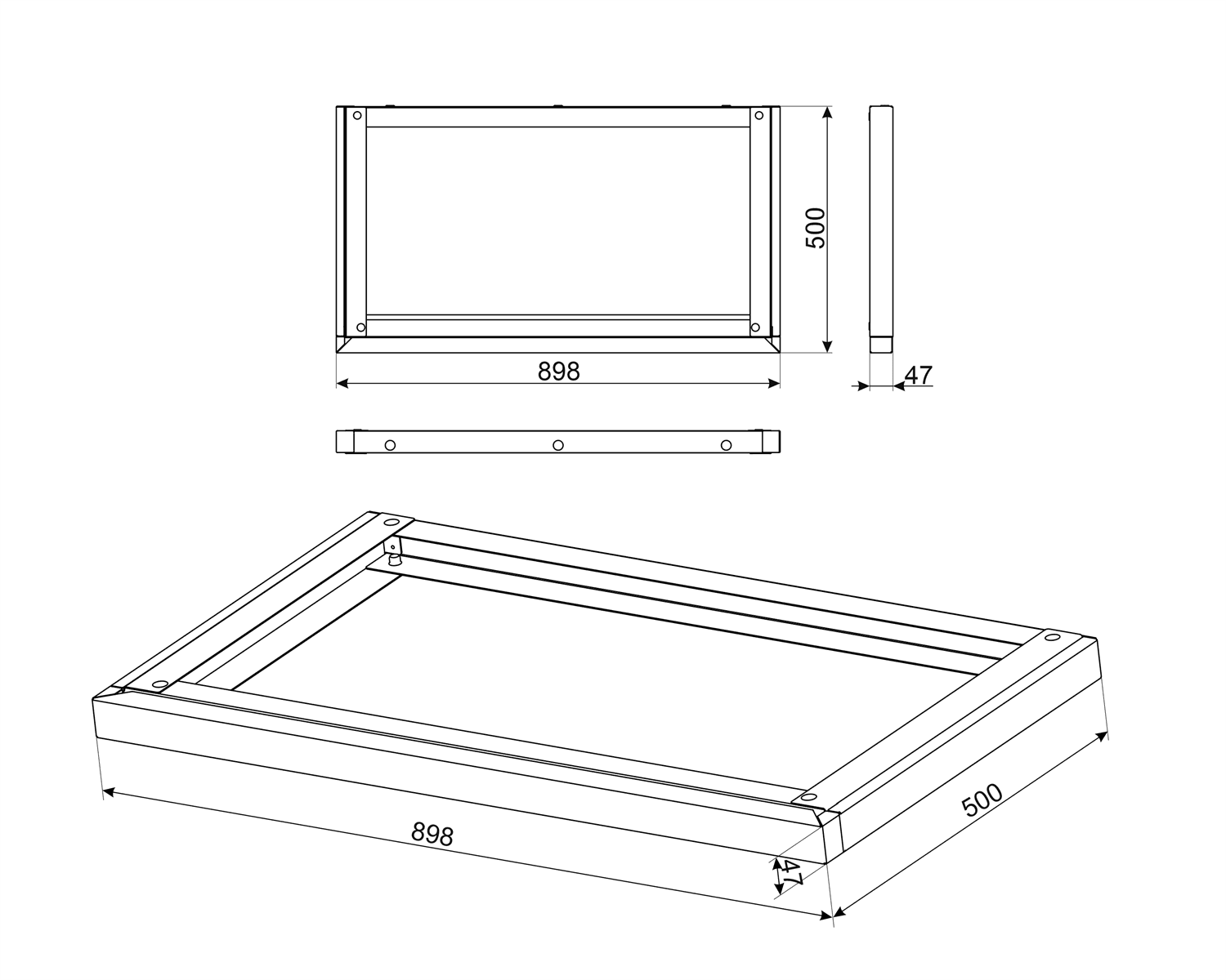 SMEG KITH93 verhogingsset, technische tekening
