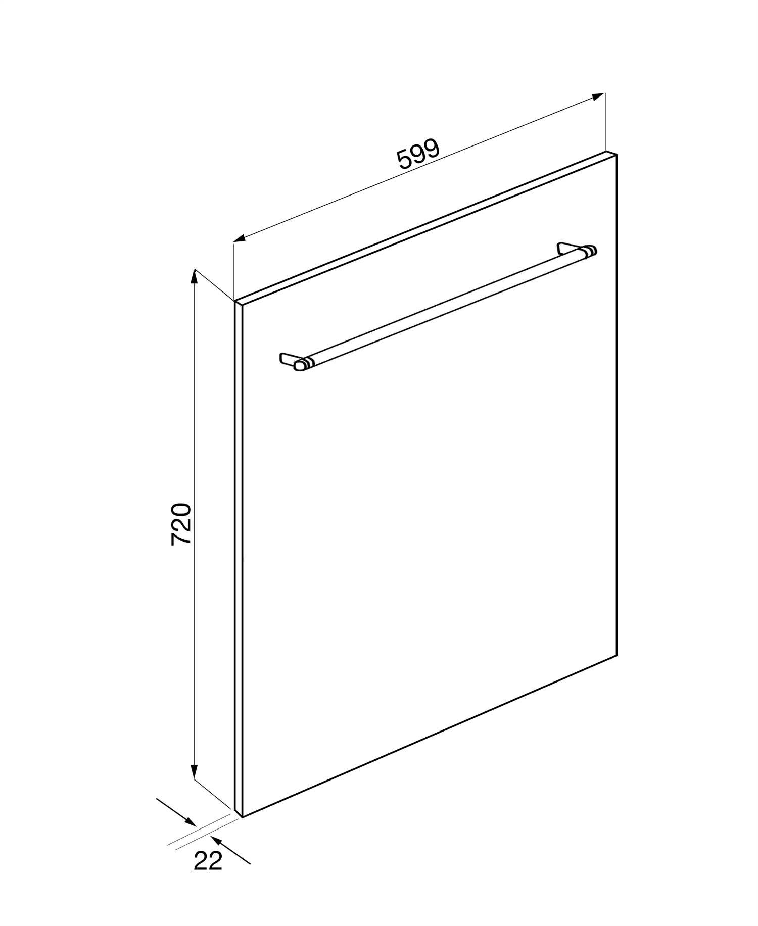 SMEG KIT82CX deurpaneel, technische tekening