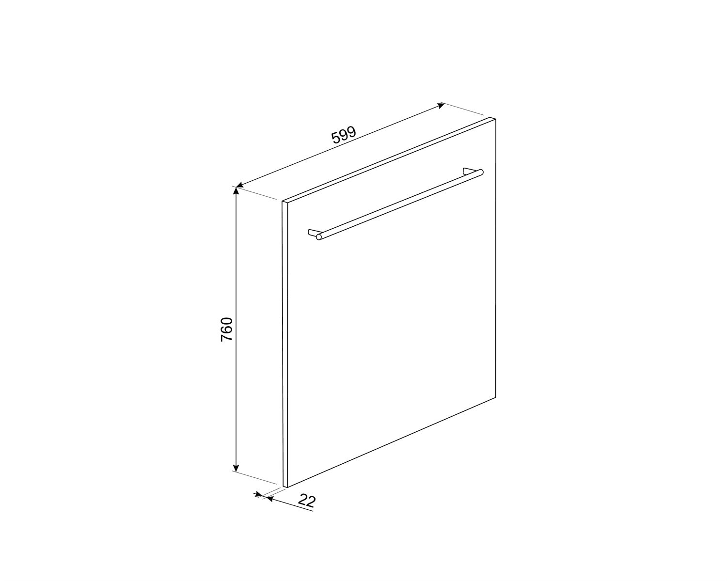 SMEG KIT86CX-1 deurpaneel, technische tekening