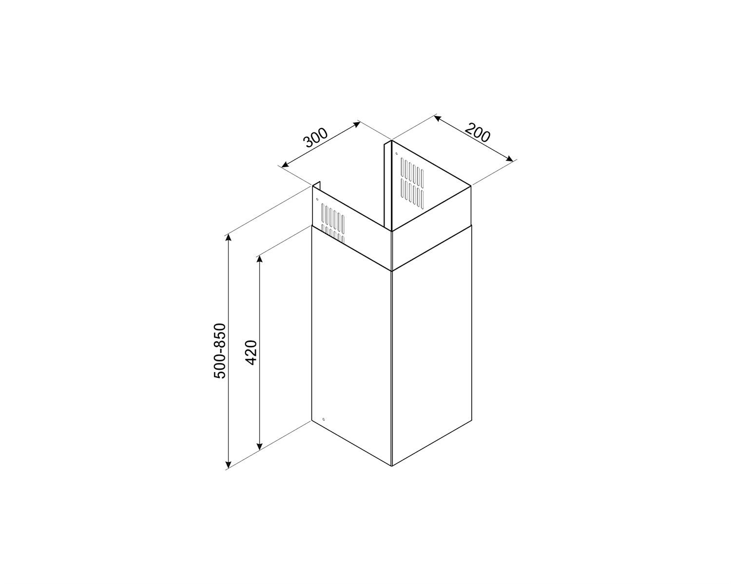 SMEG KITCMNKVMB schachtverlenging zwart, technische tekening