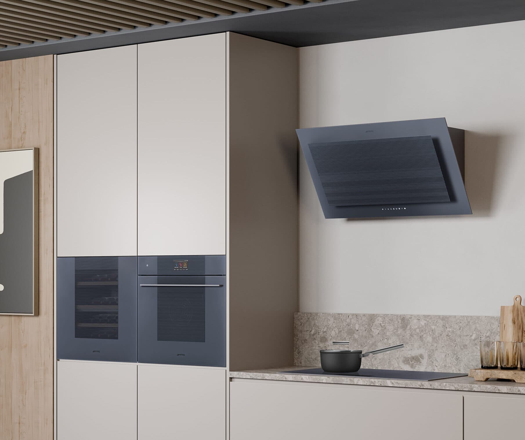 SMEG KV194G wand afzuigkap, Neptune Grey (afbeelding 2 van 4)
