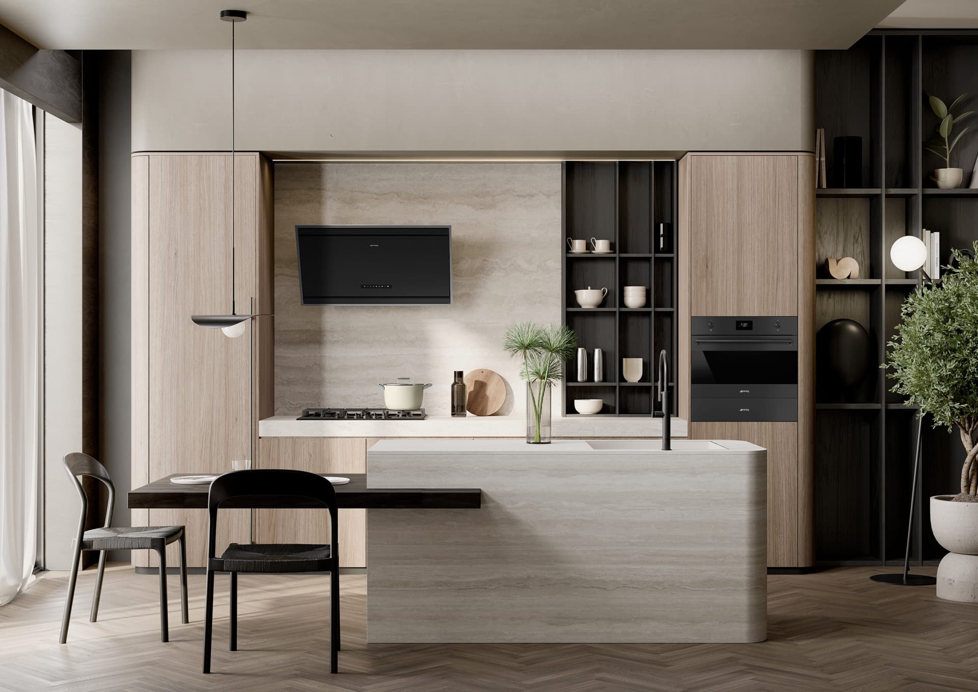 SMEG CPR315N warmhoudlade, Mat zwart (afbeelding 2 van 3)