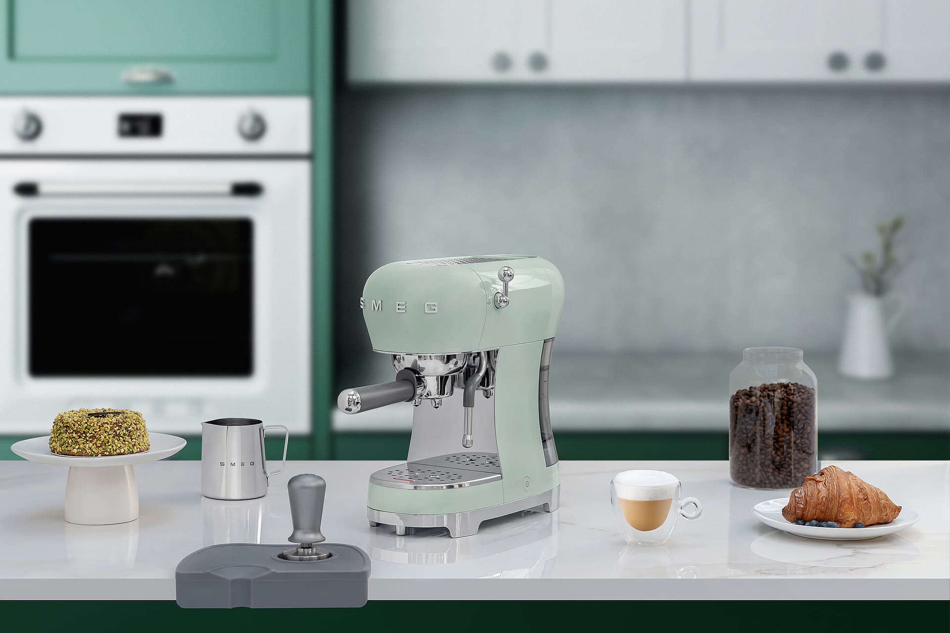 SMEG ECF02PGEU espressomachine, Pastelgroen (afbeelding 2 van 6)
