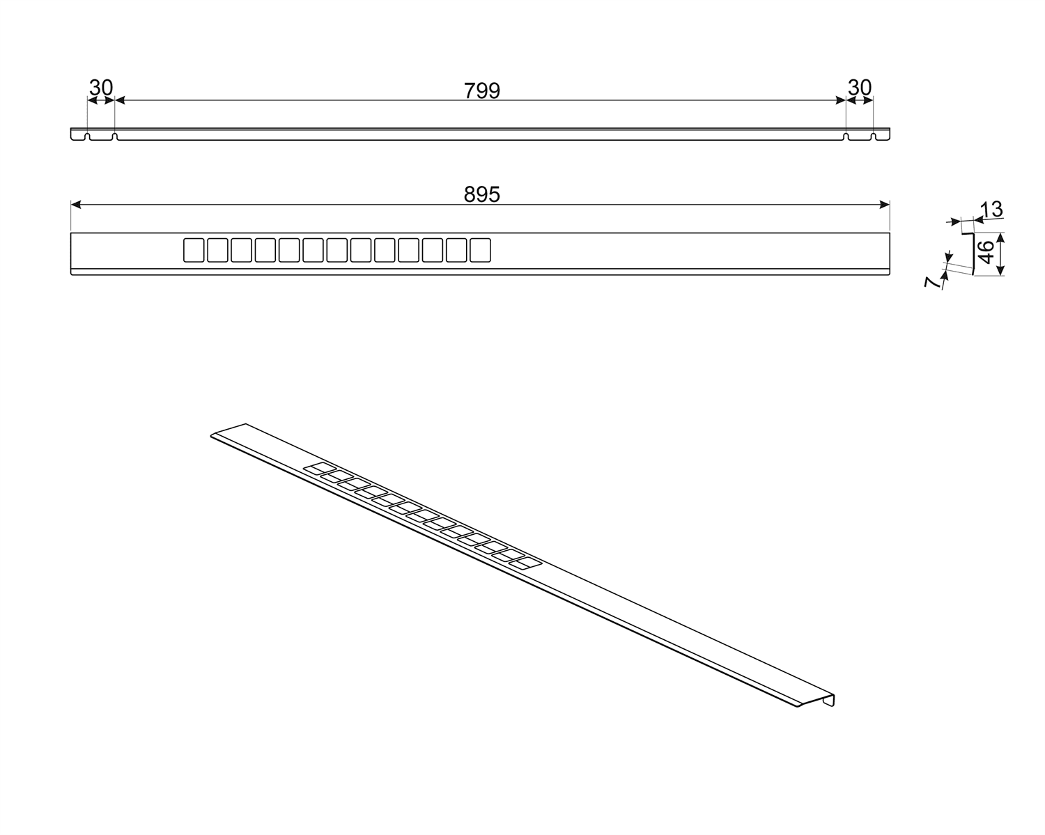 SMEG KIT600C92PX afwerkstrip, technische tekening