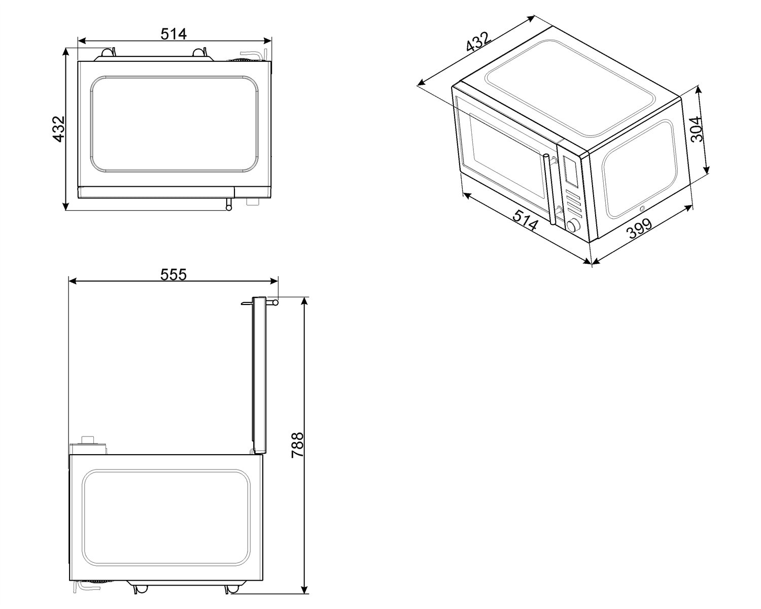 SMEG MOE25X magnetron, technische tekening
