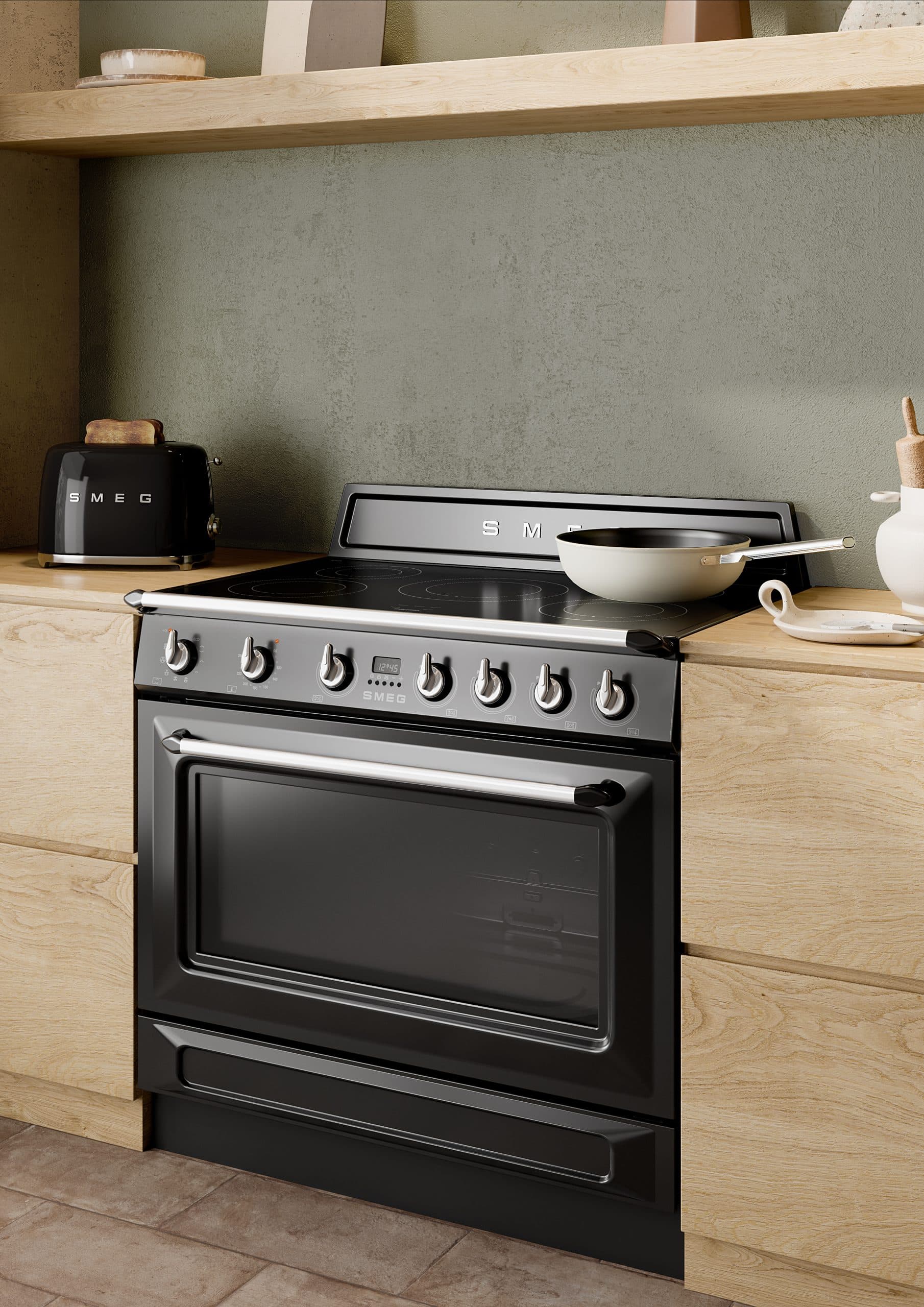 SMEG TR90IMBL fornuis, Zwart (afbeelding 2 van 6)