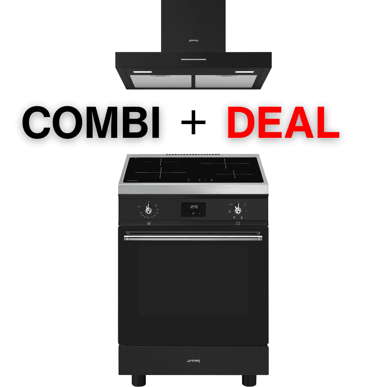 SMEG C6IMMBT2 fornuis + KBT600MB afzuigkap, Antraciet