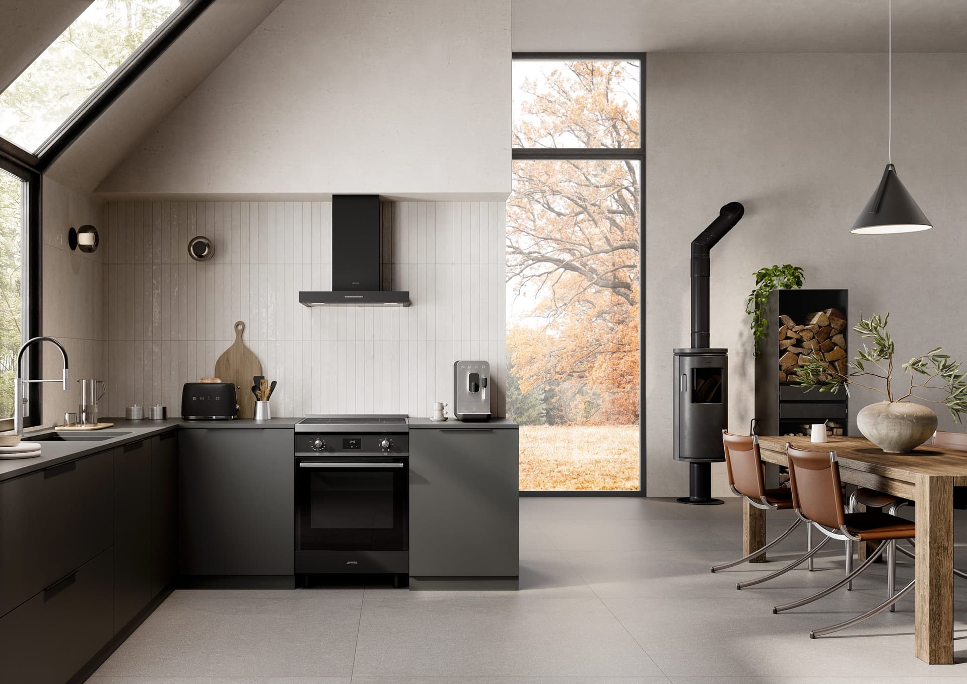 SMEG C6IMMBT2 fornuis + KBT600MB afzuigkap, Antraciet (afbeelding 2 van 3)