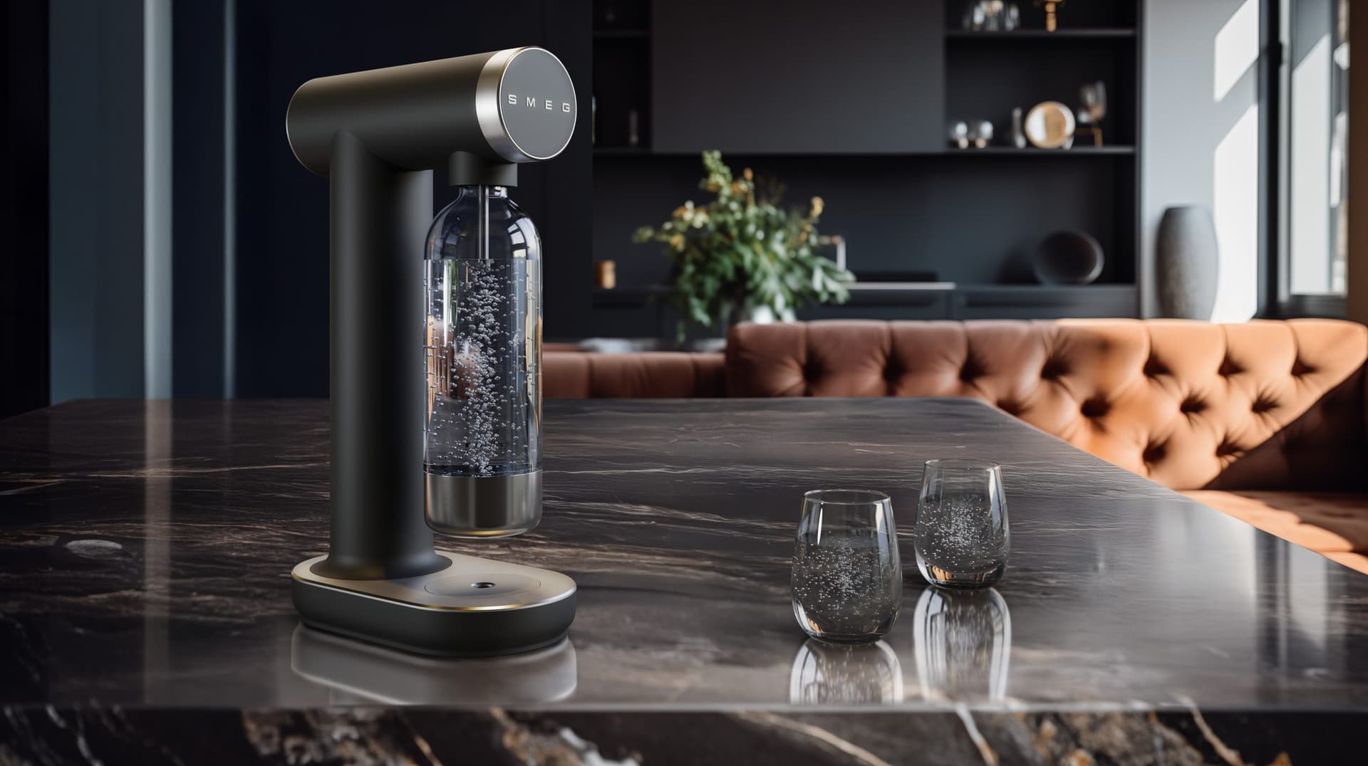 SMEG SKC01BLM Sodamaker matzwart, Mat zwart (afbeelding 2 van 4)
