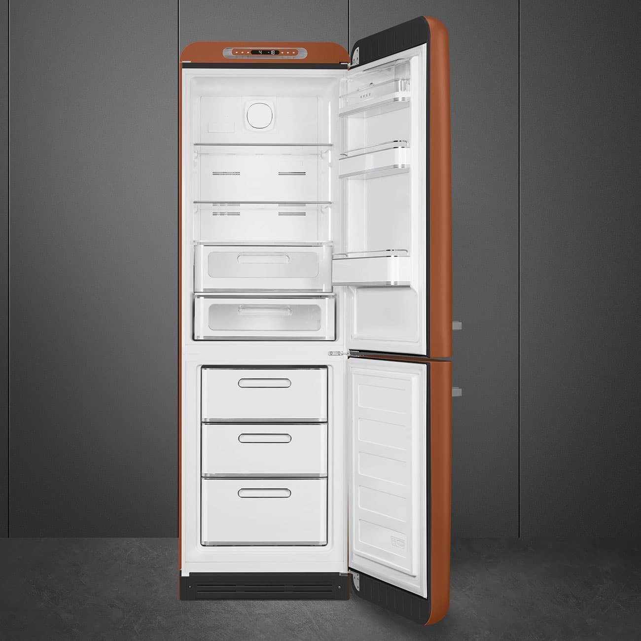 SMEG FAB32RACM6 retro koelkast, Amber Clay (afbeelding 3 van 7)